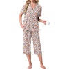 image:imagePrinStory Capri Pajamas for Womens Button Down PjsFpnude Pink Flower