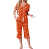 image:imagePrinStory Capri Pajamas for Womens Button Down PjsFporange Red Peony