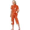 image:imagePrinStory Capri Pajamas for Womens Button Down PjsFporange Red Peony