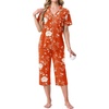 image:imagePrinStory Capri Pajamas for Womens Button Down PjsFporange Red Peony