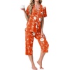 image:imagePrinStory Capri Pajamas for Womens Button Down PjsFporange Red Peony