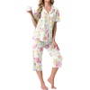image:imagePrinStory Capri Pajamas for Womens Button Down PjsFpwhite Morning Glory