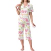 image:imagePrinStory Capri Pajamas for Womens Button Down PjsFpwhite Morning Glory