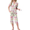 image:imagePrinStory Capri Pajamas for Womens Button Down PjsFpwhite Morning Glory