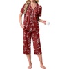 image:imagePrinStory Capri Pajamas for Womens Button Down PjsFpwhite Plum Blossom