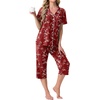 image:imagePrinStory Capri Pajamas for Womens Button Down PjsFpwhite Plum Blossom