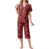 image:imagePrinStory Capri Pajamas for Womens Button Down PjsFpwhite Plum Blossom