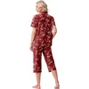 image:imagePrinStory Capri Pajamas for Womens Button Down PjsFpwhite Plum Blossom
