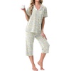 image:imagePrinStory Capri Pajamas for Womens Button Down PjsFpwt Colorful Flower