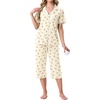 image:imagePrinStory Capri Pajamas for Womens Button Down PjsFpyp Orange Flower