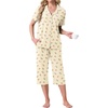 image:imagePrinStory Capri Pajamas for Womens Button Down PjsFpyp Orange Flower
