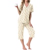 image:imagePrinStory Capri Pajamas for Womens Button Down PjsFpyp Orange Flower
