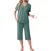 image:imagePrinStory Capri Pajamas for Womens Button Down PjsHaze Blue