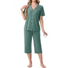 image:imagePrinStory Capri Pajamas for Womens Button Down PjsHaze Blue