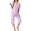 image:imagePrinStory Capri Pajamas for Womens Button Down PjsLight Purple