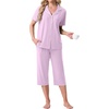 image:imagePrinStory Capri Pajamas for Womens Button Down PjsLight Purple