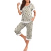 image:imagePrinStory Pajamas for Women Set Capri Pjs Soft Lounge Sets S4XLFpapricot Daisy Flower