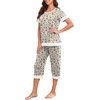 image:imagePrinStory Pajamas for Women Set Capri Pjs Soft Lounge Sets S4XLFpapricot Daisy Flower