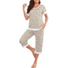 image:imagePrinStory Pajamas for Women Set Capri Pjs Soft Lounge Sets S4XLFpapricot Sakura