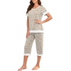 image:imagePrinStory Pajamas for Women Set Capri Pjs Soft Lounge Sets S4XLFpapricot Sakura
