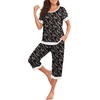 image:imagePrinStory Pajamas for Women Set Capri Pjs Soft Lounge Sets S4XLFpblack Cashew Flower