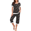 image:imagePrinStory Pajamas for Women Set Capri Pjs Soft Lounge Sets S4XLFpblack Cashew Flower