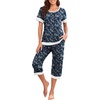 image:imagePrinStory Pajamas for Women Set Capri Pjs Soft Lounge Sets S4XLFpblue Cashew Flower