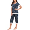 image:imagePrinStory Pajamas for Women Set Capri Pjs Soft Lounge Sets S4XLFpblue Cashew Flower