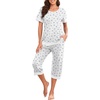 image:imagePrinStory Pajamas for Women Set Capri Pjs Soft Lounge Sets S4XLFpgy Purple Flower