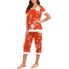 image:imagePrinStory Pajamas for Women Set Capri Pjs Soft Lounge Sets S4XLFporange Red Peony
