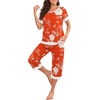 image:imagePrinStory Pajamas for Women Set Capri Pjs Soft Lounge Sets S4XLFporange Red Peony