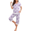 image:imagePrinStory Pajamas for Women Set Capri Pjs Soft Lounge Sets S4XLFppurple Wh Floral