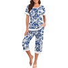 image:imagePrinStory Pajamas for Women Set Capri Pjs Soft Lounge Sets S4XLFpwihte Porcelain