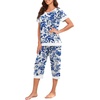 image:imagePrinStory Pajamas for Women Set Capri Pjs Soft Lounge Sets S4XLFpwihte Porcelain