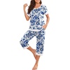 image:imagePrinStory Pajamas for Women Set Capri Pjs Soft Lounge Sets S4XLFpwihte Porcelain