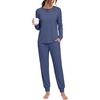image:imagePrinStory Womens Pajamas Set Soft Long Sleeve Sleepwear S2XLC Gray Blue