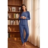 image:imagePrinStory Womens Pajamas Set Soft Long Sleeve Sleepwear S2XLC Gray Blue