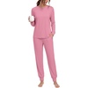 image:imagePrinStory Womens Pajamas Set Soft Long Sleeve Sleepwear S2XLC Pink