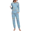 image:imagePrinStory Womens Pajamas Set Soft Long Sleeve Sleepwear S2XLFp Blue Mandala Print