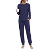 image:imagePrinStory Womens Pajamas Set Soft Long Sleeve Sleepwear S2XLNavy Blue