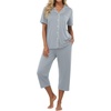 image:imagePrinStory Capri Pajamas for Womens Button Down PjsCgray Blue