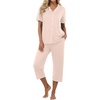 image:imagePrinStory Capri Pajamas for Womens Button Down PjsCtender Pink