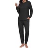 image:imagePrinStory Womens Pajamas Set Soft Long Sleeve Sleepwear S2XLC Black