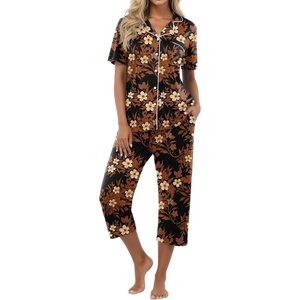 image:imagePrinStory Capri Pajamas for Womens Button Down PjsFpgardenia Flower