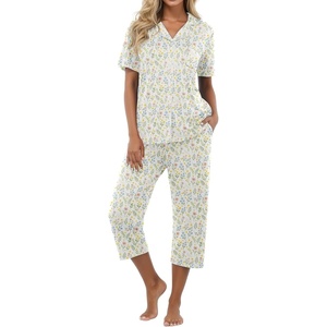 image:imagePrinStory Capri Pajamas for Womens Button Down PjsFpwt Colorful Flower