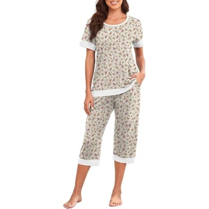 image:imagePrinStory Pajamas for Women Set Capri Pjs Soft Lounge Sets S4XLFpapricot Sakura