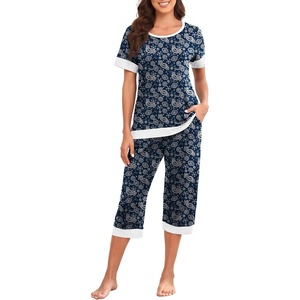 image:imagePrinStory Pajamas for Women Set Capri Pjs Soft Lounge Sets S4XLFpblue Cashew Flower