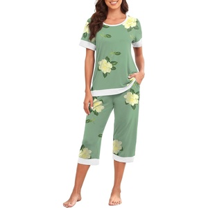image:imagePrinStory Pajamas for Women Set Capri Pjs Soft Lounge Sets S4XLFpgreen Camellia