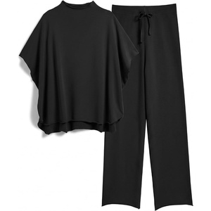 image:imagePrinStory Womens Lounge Set Summer 2 Piece Matching SetsDark Black
