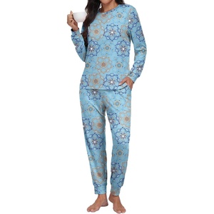 image:imagePrinStory Womens Pajamas Set Soft Long Sleeve Sleepwear S2XLFp Blue Mandala Print